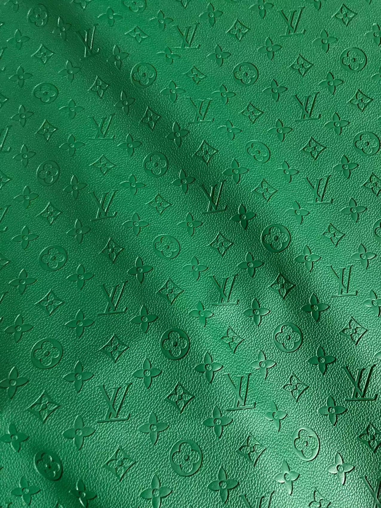 Cuir LV souple gaufré vert foncé pour couture artisanale personnalisée