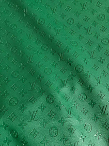 Dark Green Embossed Soft LV Leather for Handmade Sewing Custom