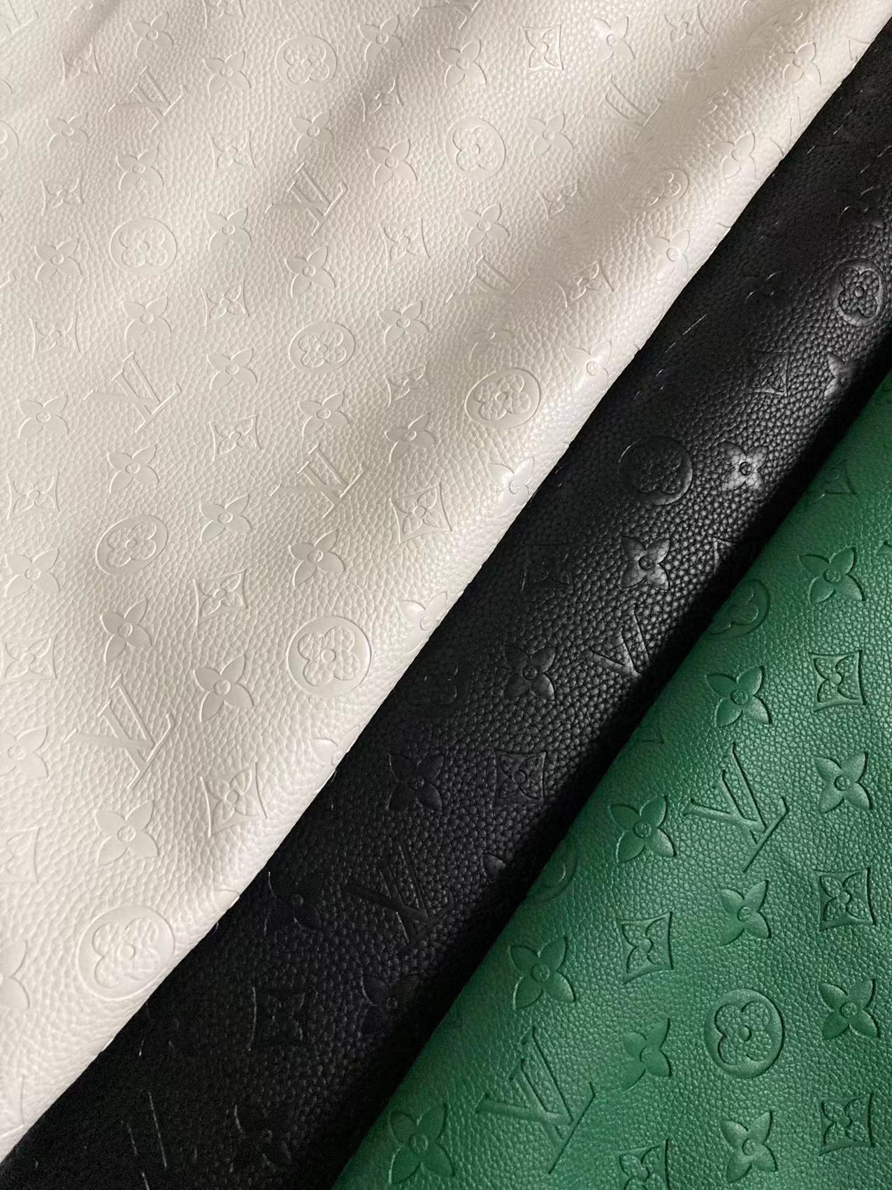 Dark Green Embossed Soft LV Leather for Handmade Sewing Custom