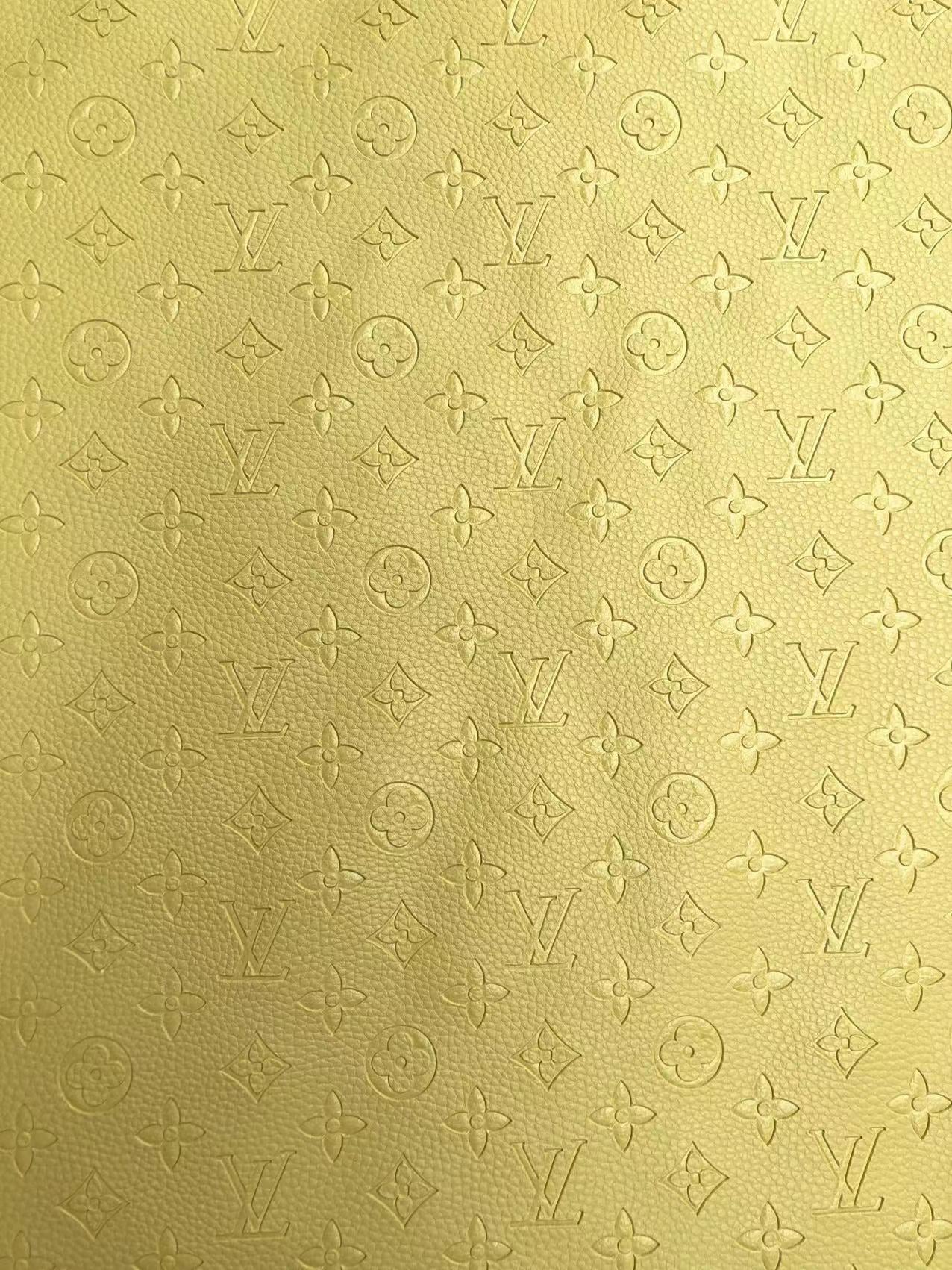 Light Yellow Embossed LV Leather for Custom Sneakers Upholstery