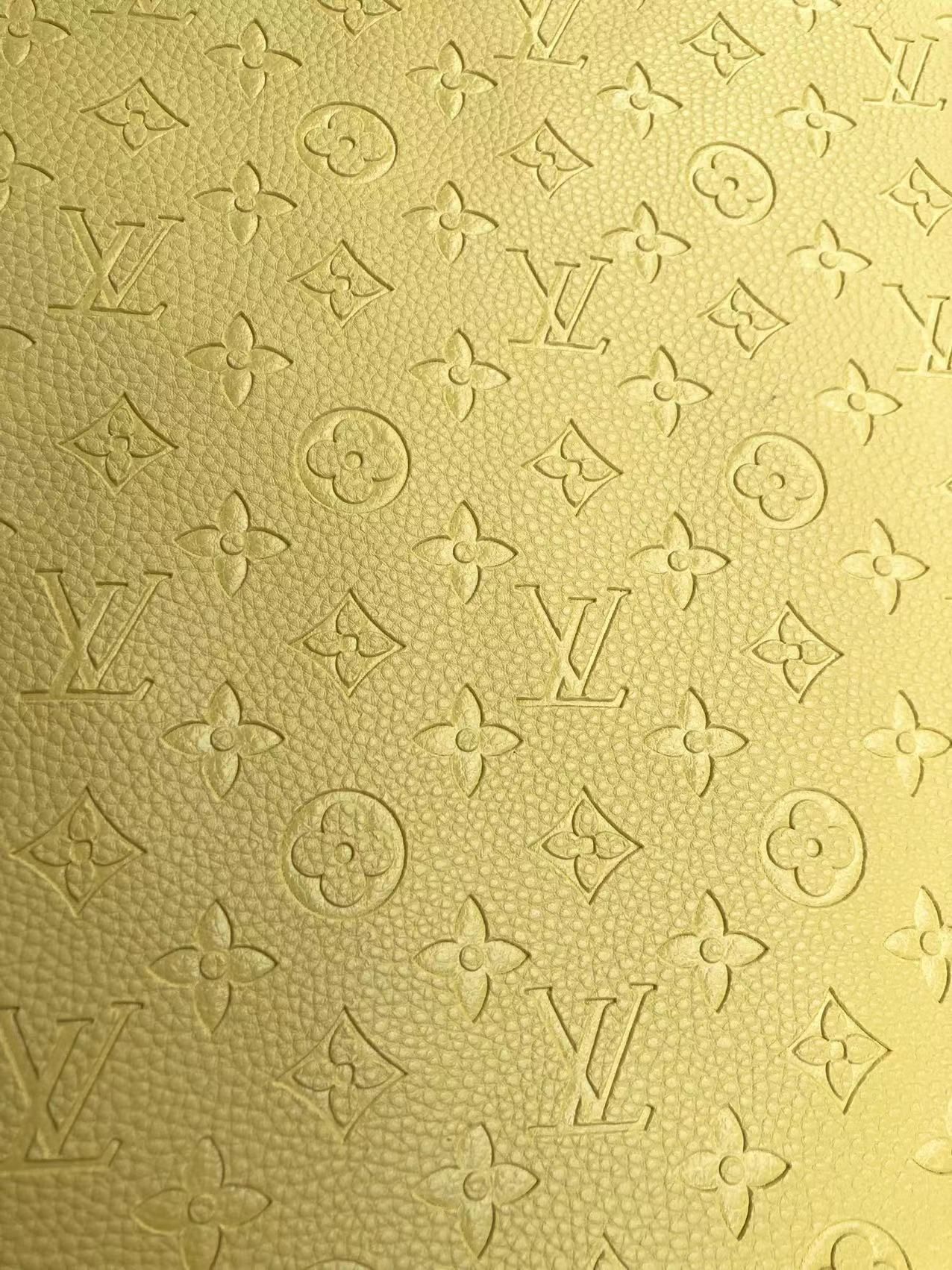 Light Yellow Embossed LV Leather for Custom Sneakers Upholstery