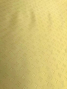 Light Yellow Embossed LV Leather for Custom Sneakers Upholstery