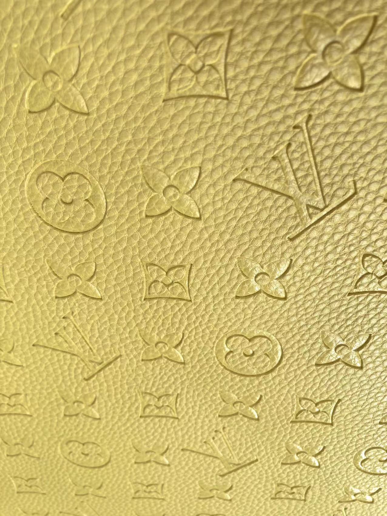 Light Yellow Embossed LV Leather for Custom Sneakers Upholstery