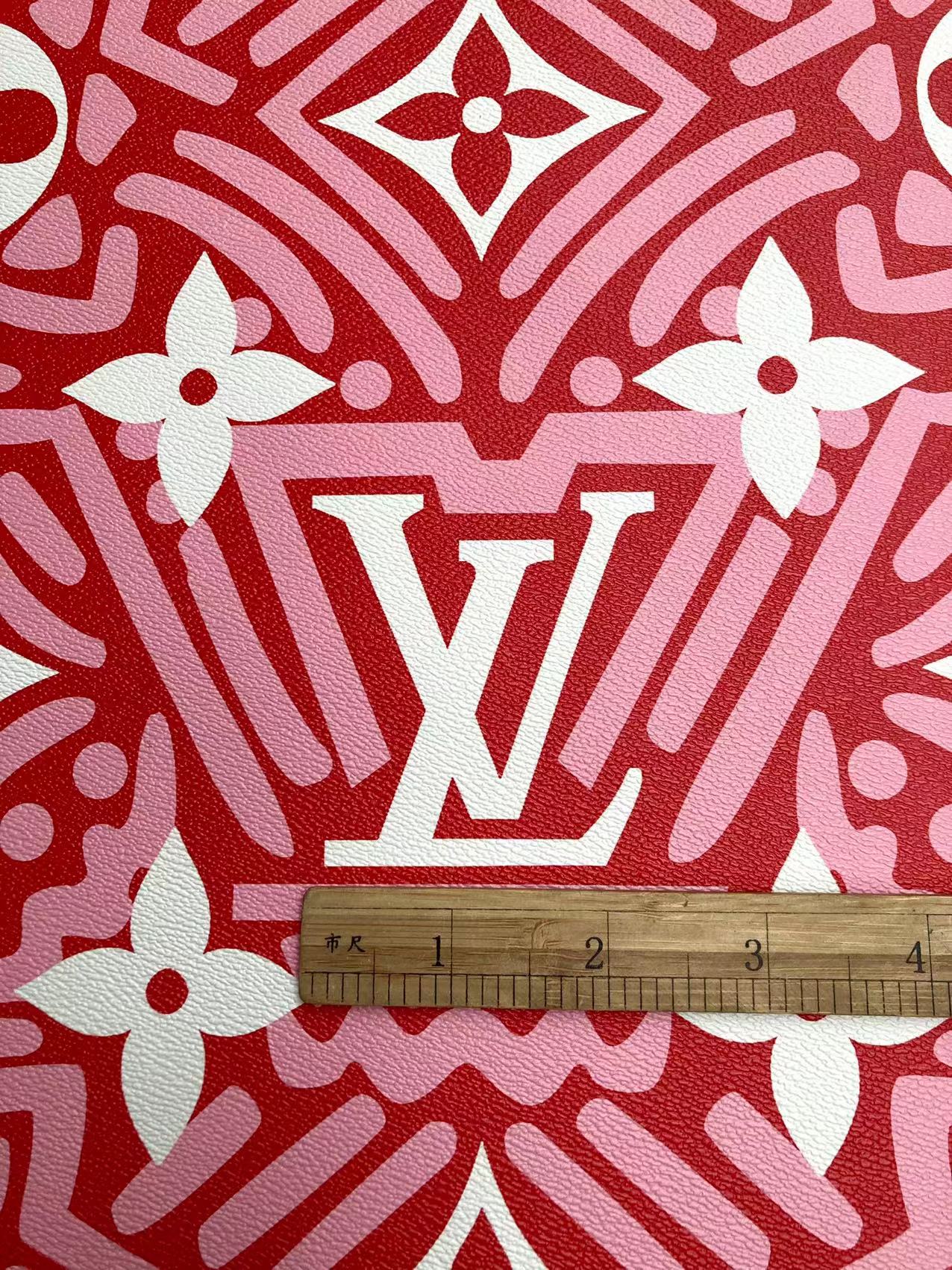 Big Letter Red White LV Leather Material for Custom Handcrafted