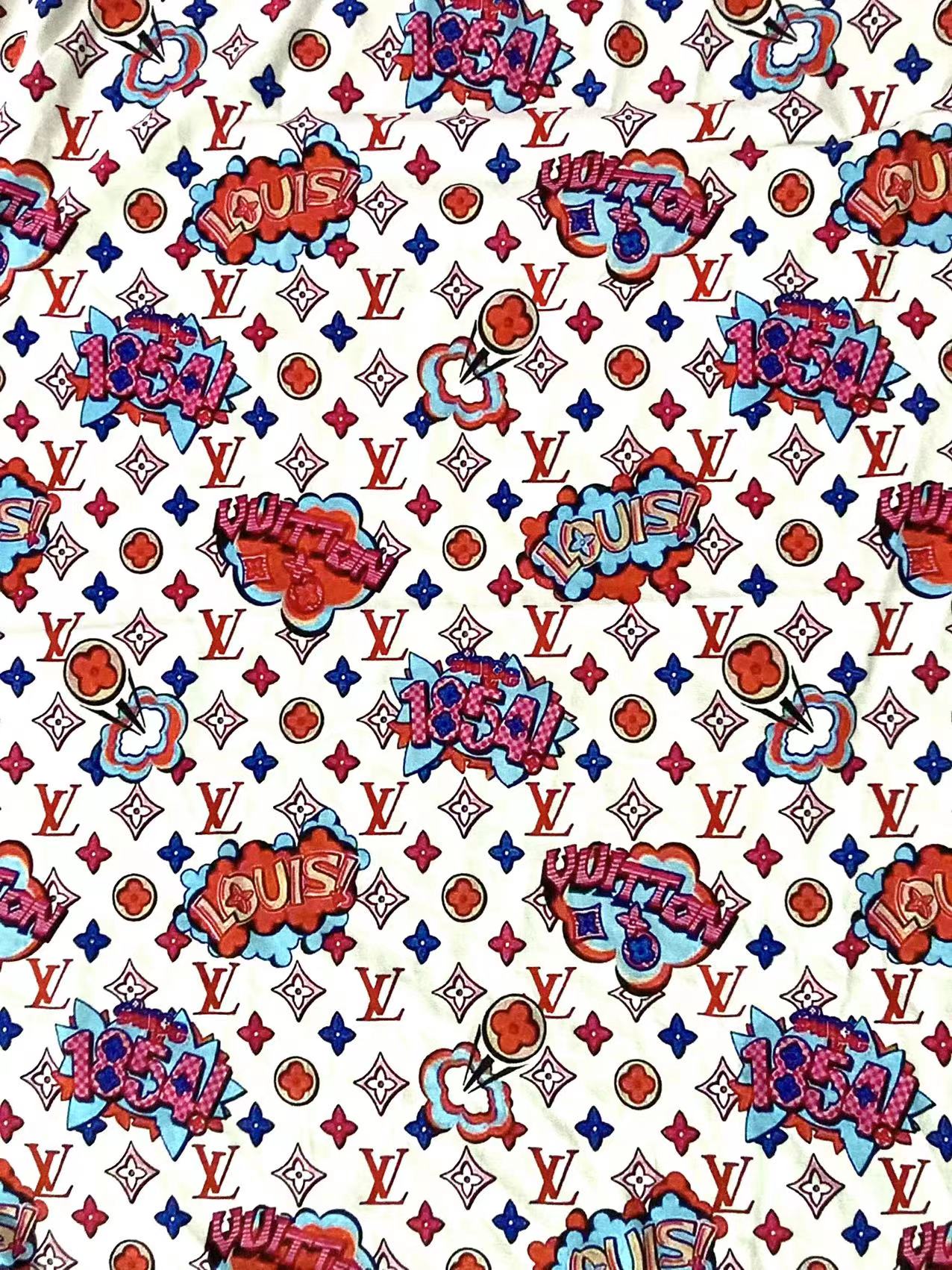 Vintage 1854 LV Cotton Printing Fabric for Summer Wear T-Shirt Handmade