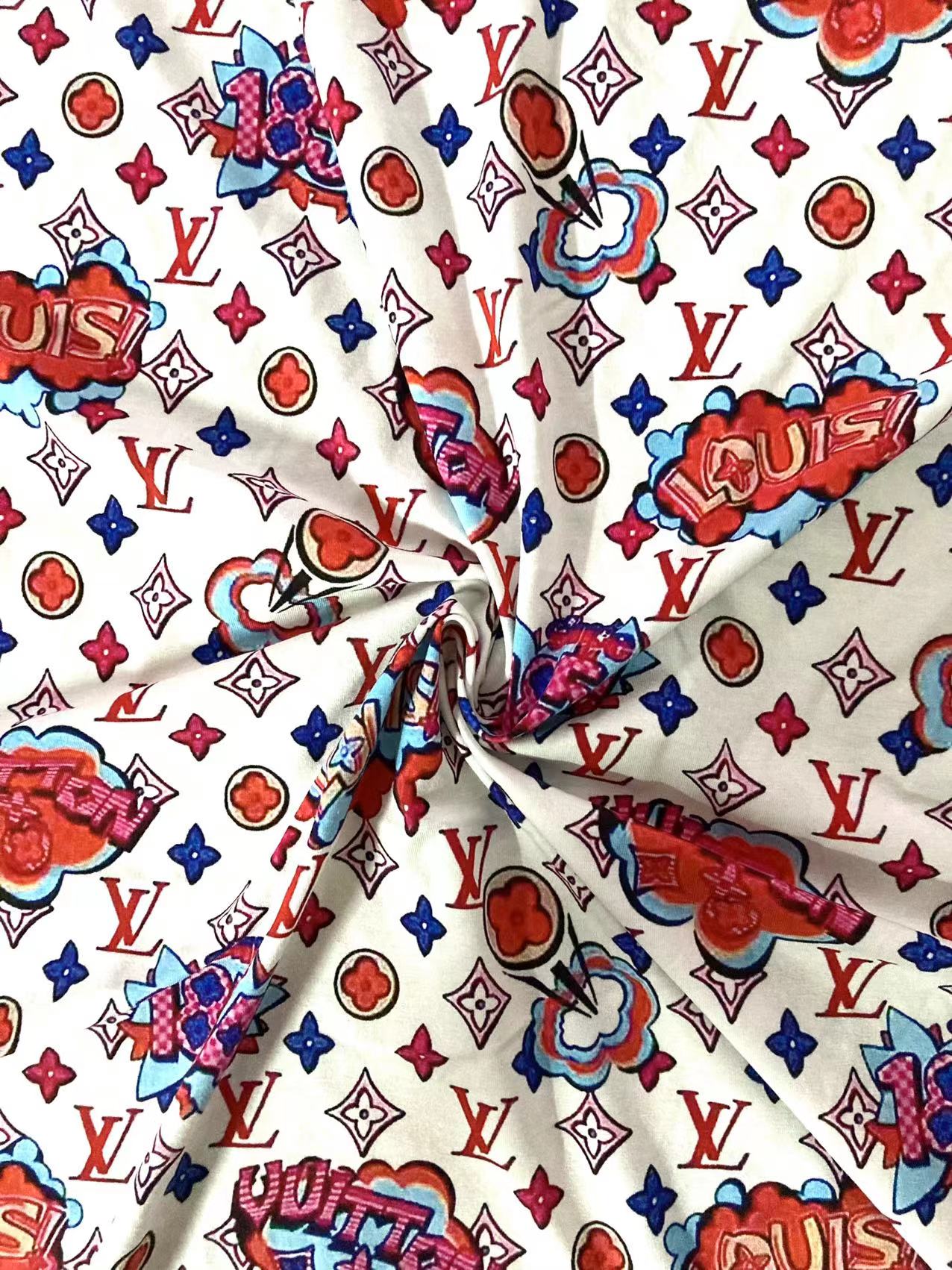 Vintage 1854 LV Cotton Printing Fabric for Summer Wear T-Shirt Handmade