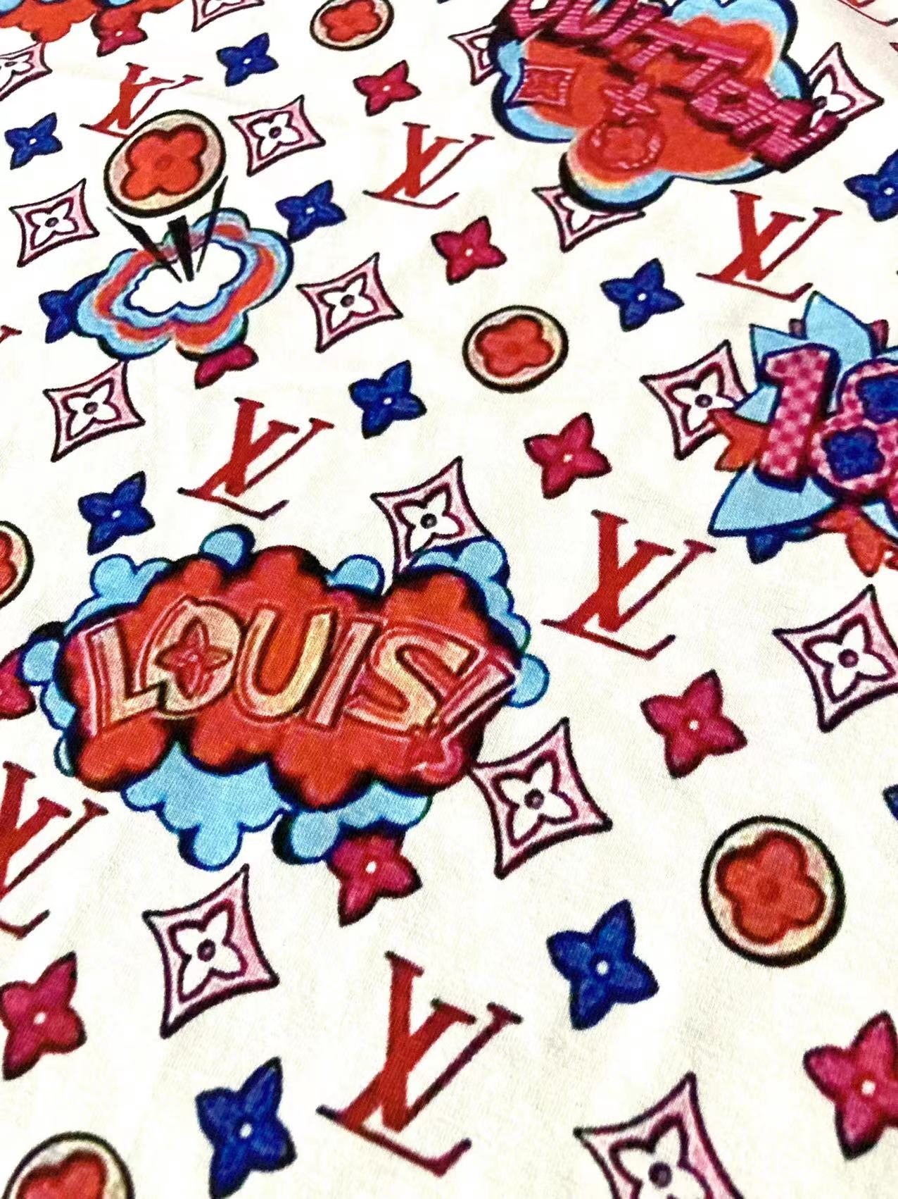 Vintage 1854 LV Cotton Printing Fabric for Summer Wear T-Shirt Handmade