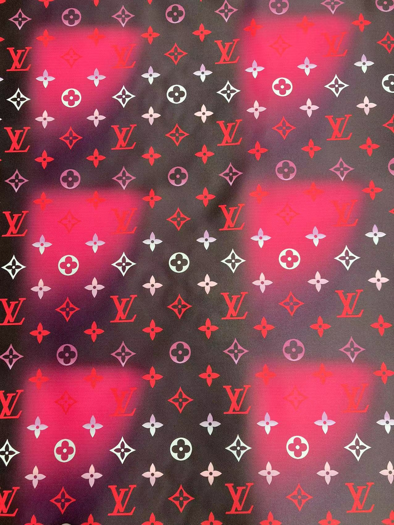 Black Colorful Lv By the Pool Faux Leather Vinyl Designer Fabric for Custom