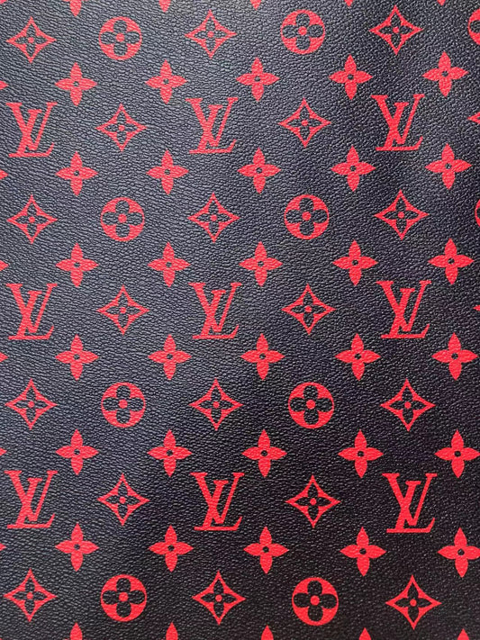 Élégant cuir vinyle monogramme LV noir rouge pour baskets personnalisées fabriquées à la main