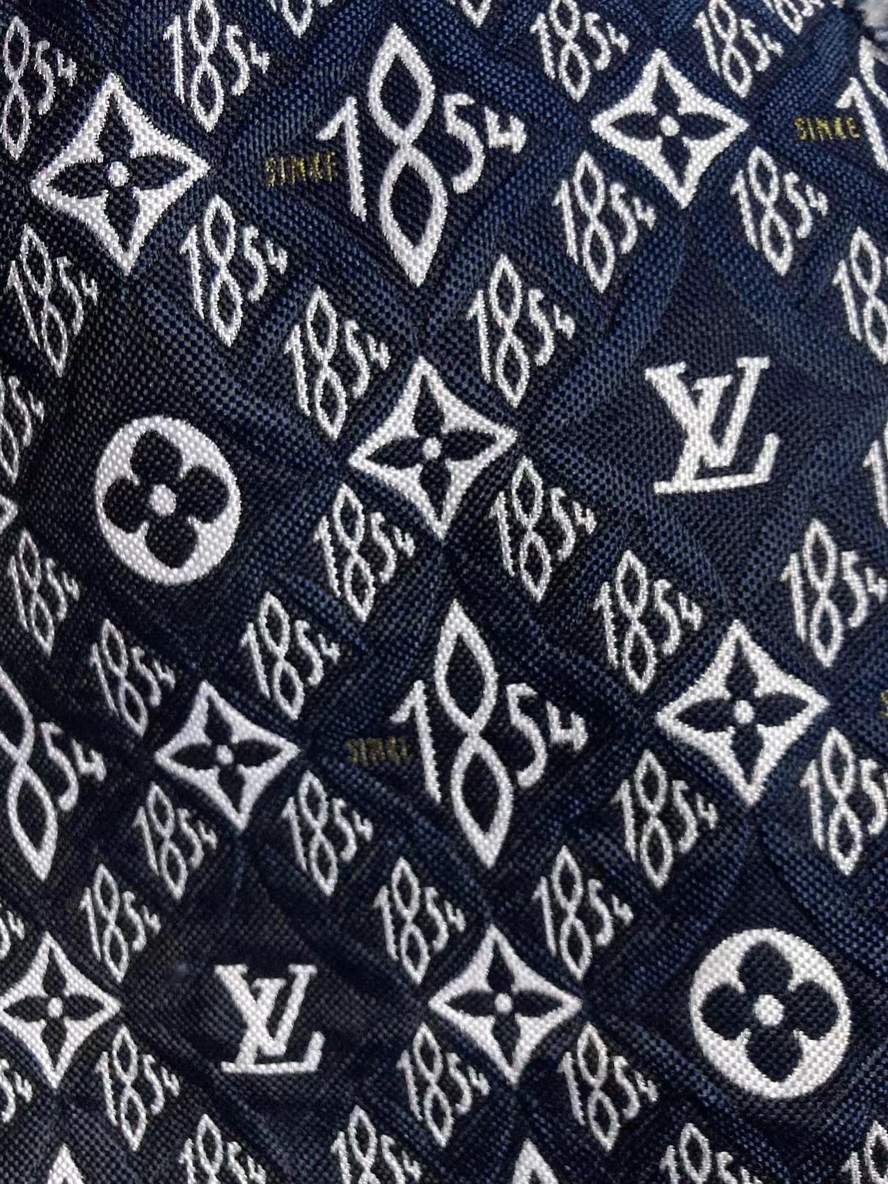 Exquisite Dark Navy Cotton Jacquard Since 1854 Fabric for Bag