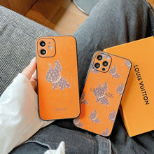 Load image into Gallery viewer, LV Orange Leather with French Fighting Dog Phone Cases.