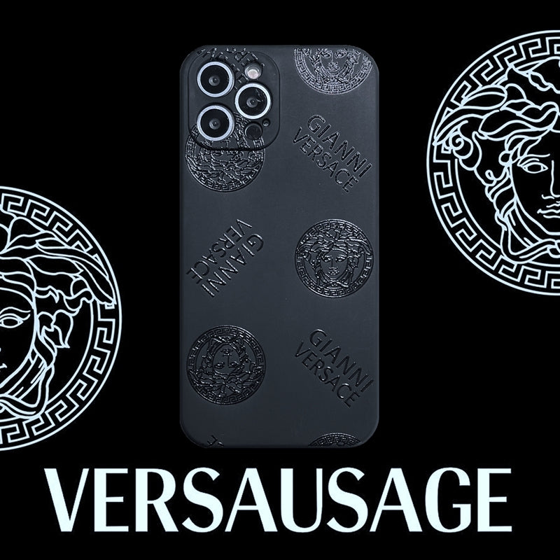 Versace Schwarze PU Street-Telefonhüllen