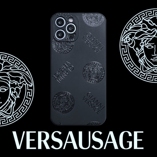 Versace Schwarze PU Street-Telefonhüllen