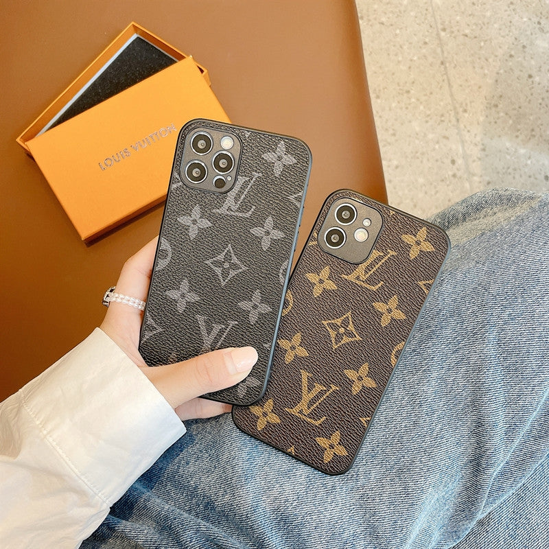 LV Classic Logo Leather iPhone Cases