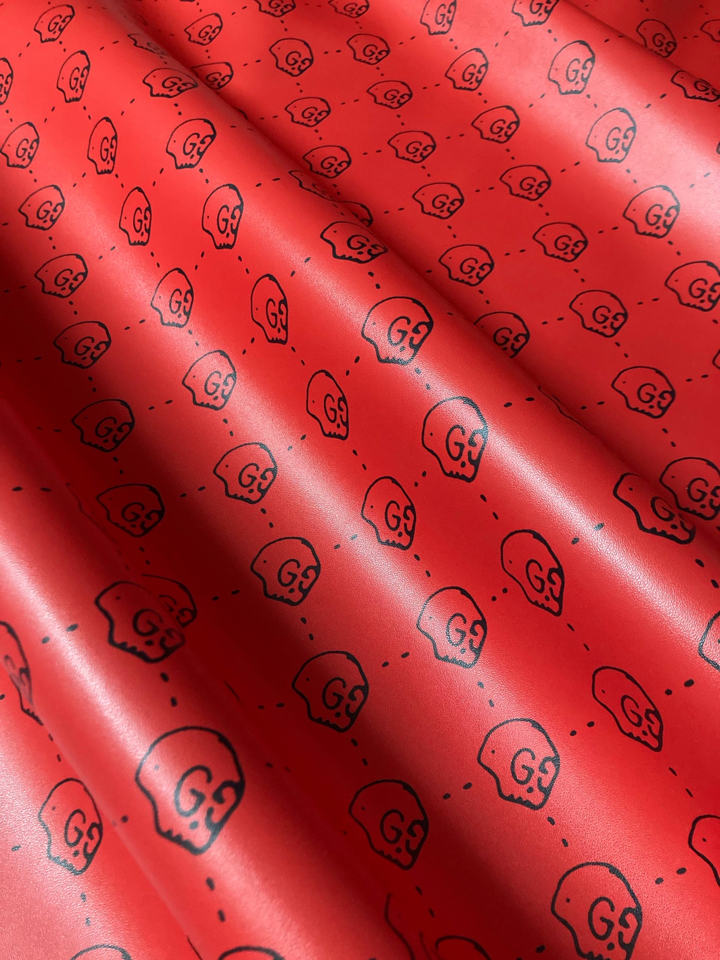 Custom Red Skull Gucci GG Leather for Handmade Upholstery