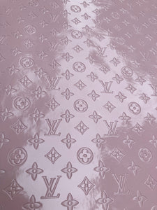 Handcraft Custom Leather Fabric Light Pink Embossed LV for Sneakers Upholstery
