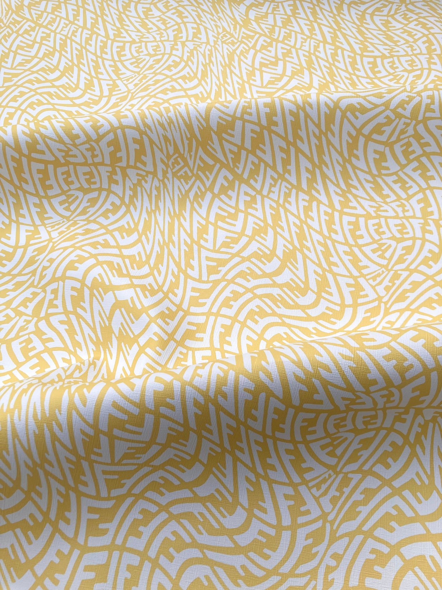 Handcraft Leather Fabric Yellow Wave Fendi Material for Custom Upholstery