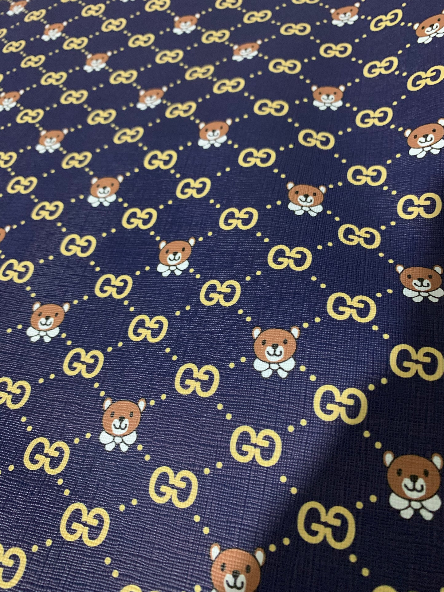 Leather Fabric Navy Bear GG Custom Vinyl for Sneaker Bag