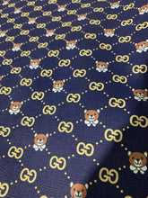 Load image into Gallery viewer, Leather Fabric Navy Bear GG Custom Vinyl for Sneaker Bag