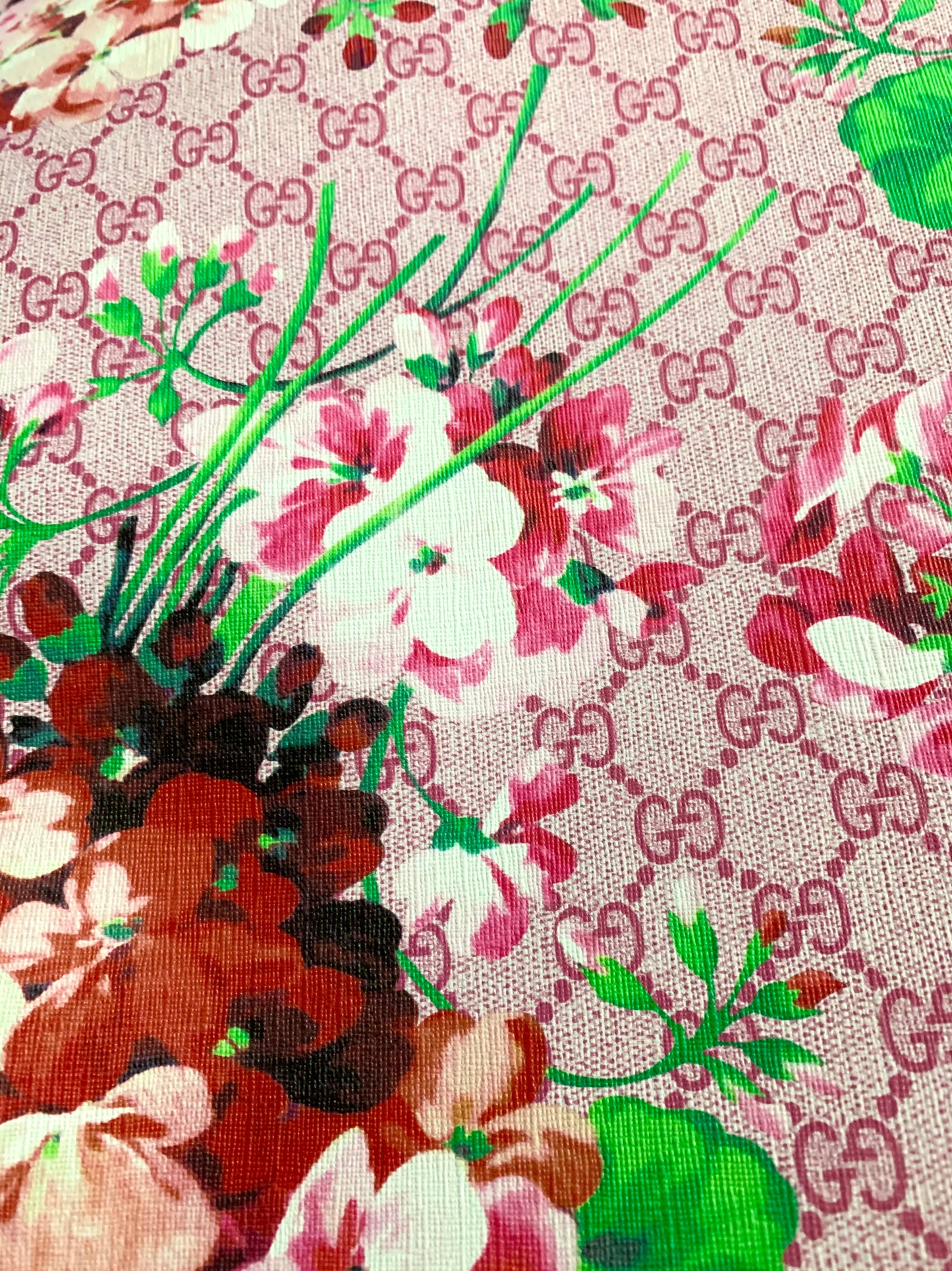 Pink Flower Blooming Gucci Inspired Fabric Material for Custom