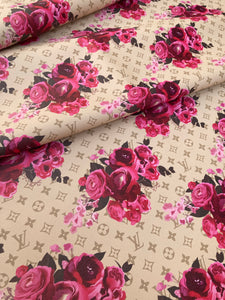 Custom Handmade Designer Leather Fabric LV Rose