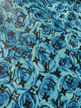 Load image into Gallery viewer, Blue Rose LV Faux Leather Fabric for Custom Handmade Fabric