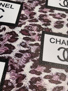 Chanel Leopard Print Lettering Faux Leather Vinyl for Bag
