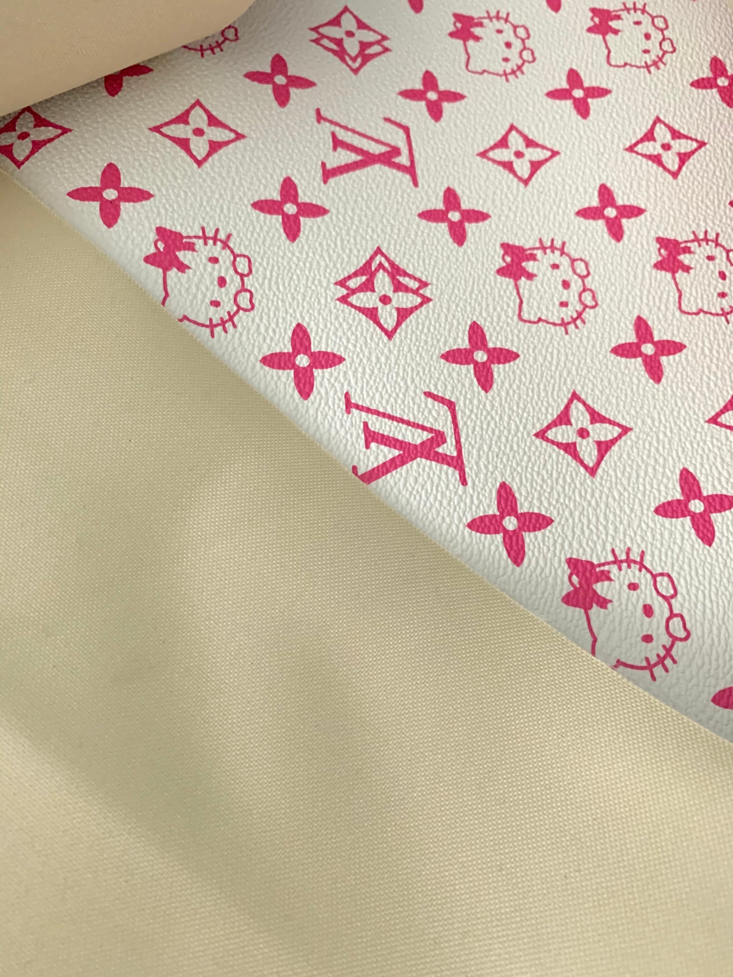 Hello Kitty X LV Leather Fabric for Custom