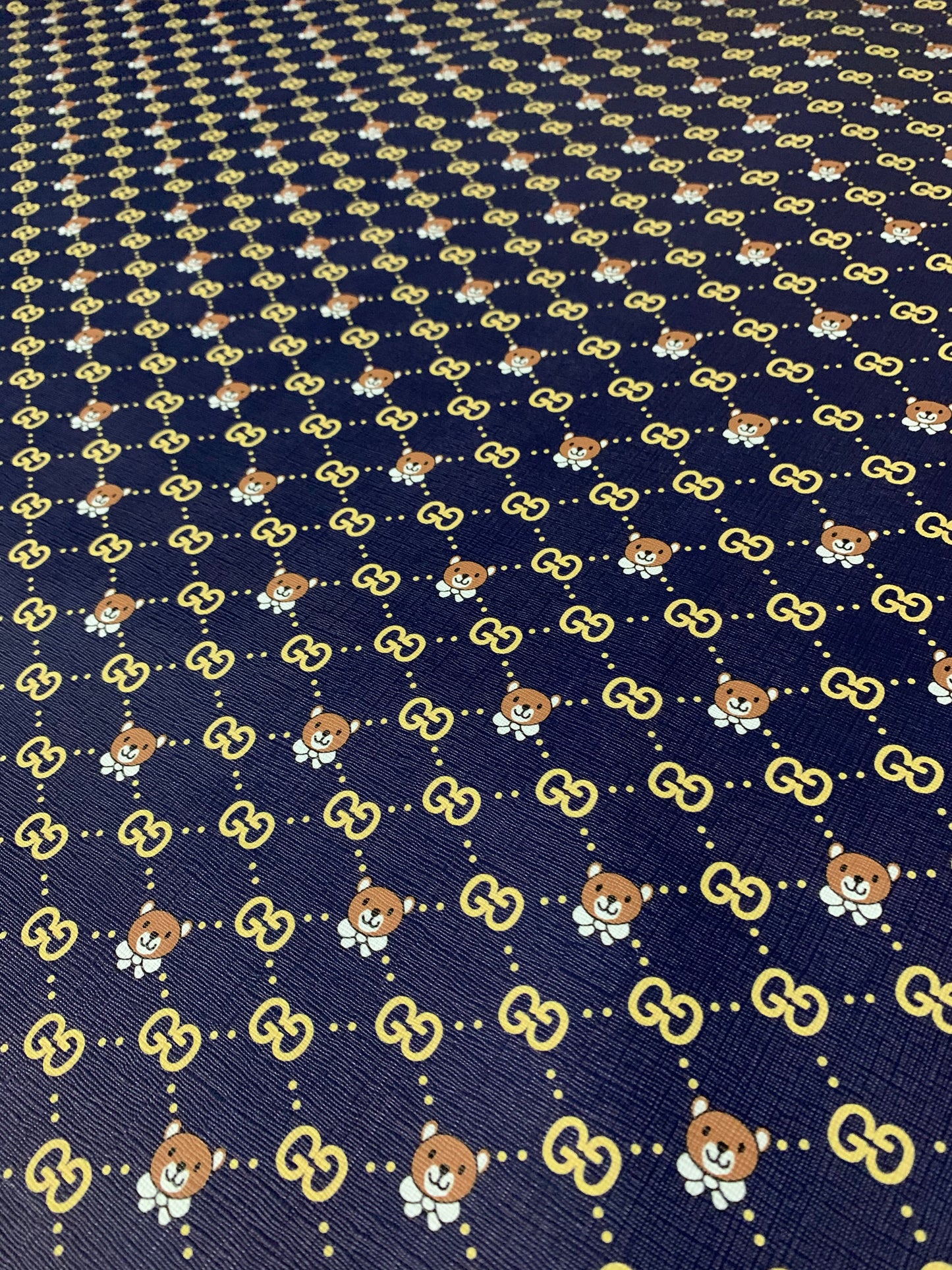 Leather Fabric Navy Bear GG Custom Vinyl for Sneaker Bag