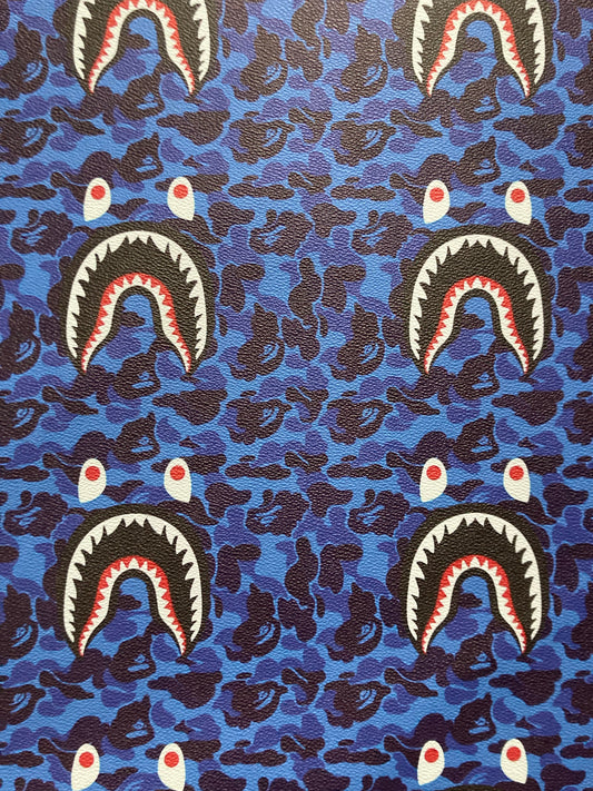 Bape Vinyl Fashion Shark Camo Custom Handmade Sneaker Leather