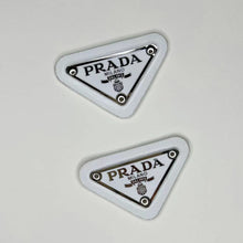 Load image into Gallery viewer, White Prada Badge Handmade Material for Custom Bag Fashion
