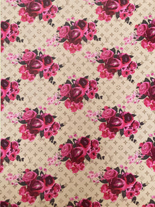 Custom Handmade Designer Leather Fabric LV Rose