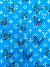Load image into Gallery viewer, Blue Butterfyl Designer Custom LV Leather for Sneakers Crafts Upholstery