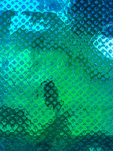 Load image into Gallery viewer, Blue Green Mirror Surface Embossed LV Faux Vinyl Leather