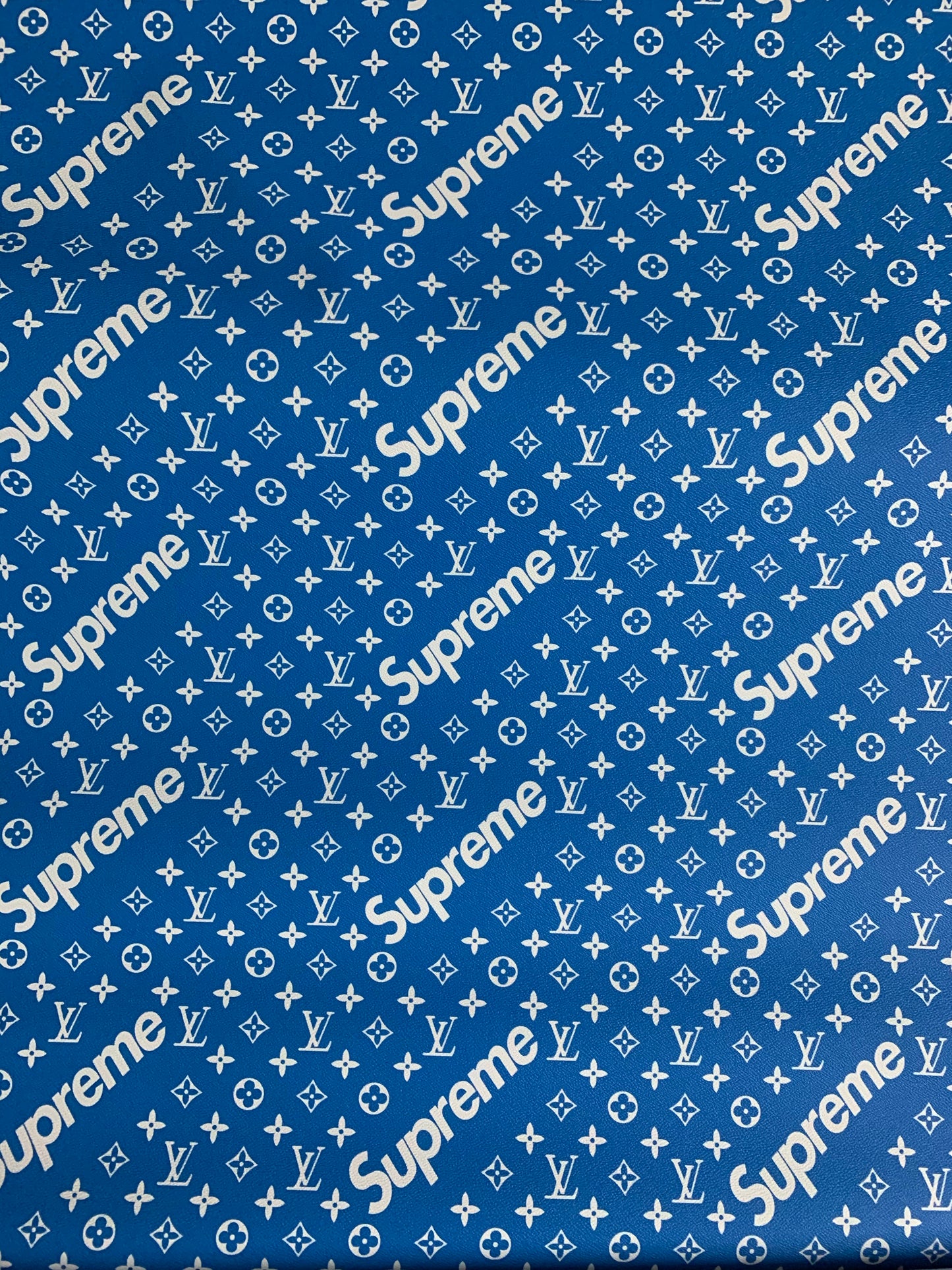 Blue Supreme Faux Leather Fabric for Fashion Custom Sneakers Car Upholstery