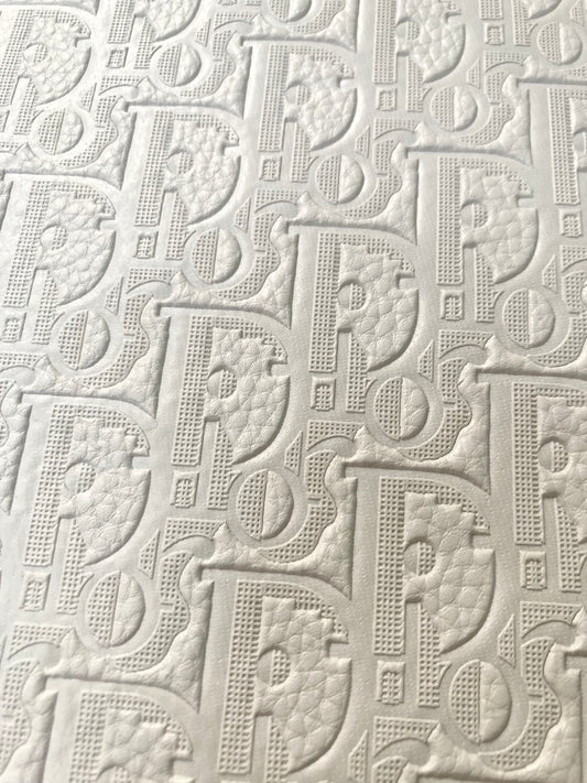 Handmade Leather White Embossed Dior Vinyl Fabric for Custom