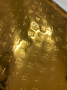 Gold Embossed LV Leather Fabric