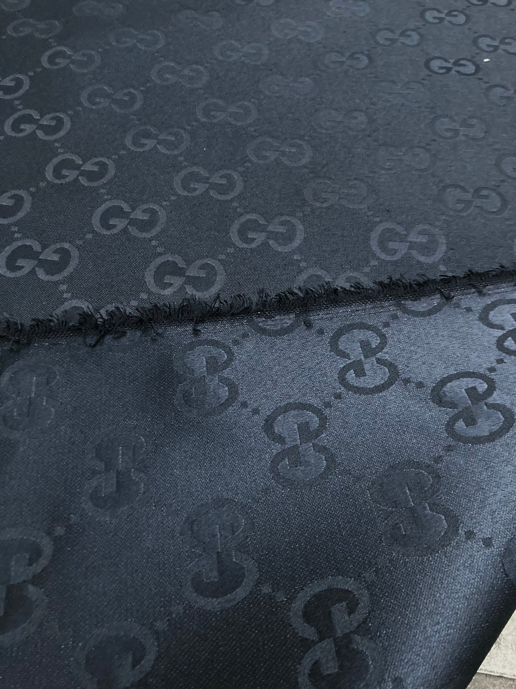 Handmade Custom Pure Black GG Jacquard Fabric for Clothing
