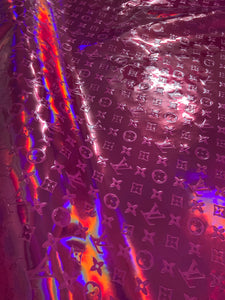 Handcraft Leather Pink Hologram LV Material for Custom Sneakers