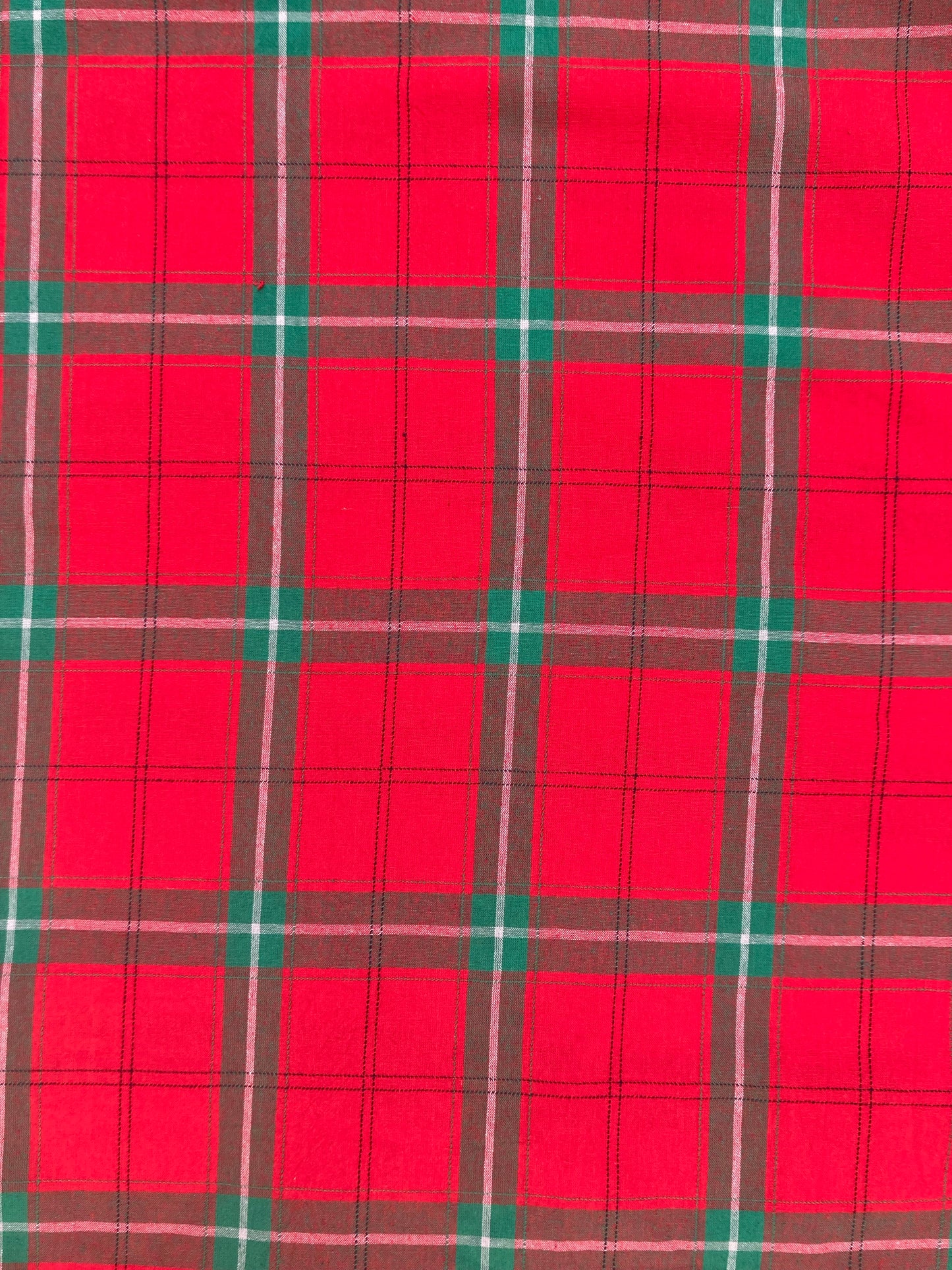 Cotton Christmas Plaid Handmade Fabric