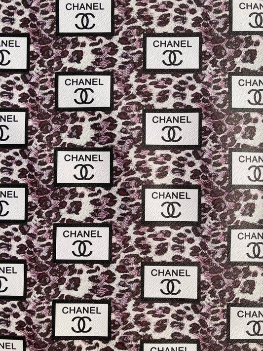 Chanel Leopard Print Lettering Faux Leather Vinyl for Bag