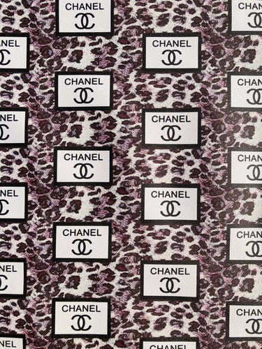 Chanel Leopard Print Lettering Faux Leather Vinyl for Bag