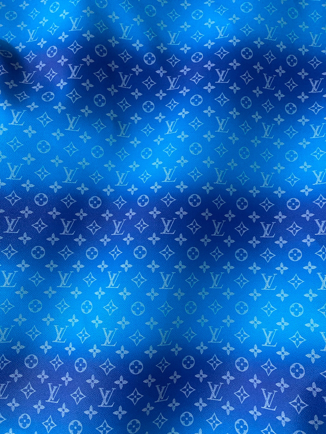 Blue Gradient LV Leather Fabric for Bag Custom