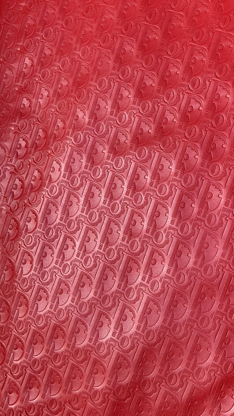 Custom Leather Handcraft Pure Red Embossed Dior Fabric