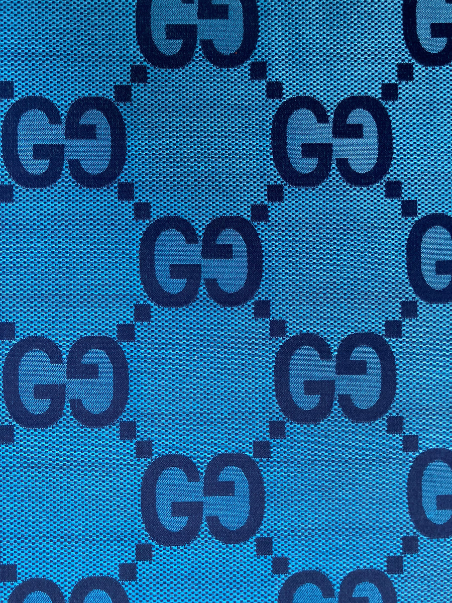 Handcraft Cotton Fabric Blue Big Gucci GG Material for Custom Suit ...