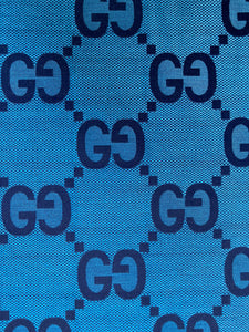 Handcraft Cotton Fabric Blue Big Gucci GG Material for Custom Suit