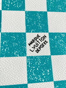 Aqua Green Check Mark Handwriting Loui Leather for Bag