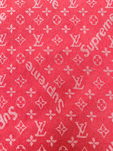 Load image into Gallery viewer, Sewing Fabric Red Supreme LV Denim Jean Material