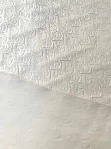 Handmade Leather White Embossed Dior Vinyl Fabric for Custom