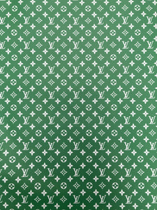 Custom Handmade Leather Vintage Green LV Fabric for Sneakers Upholstery
